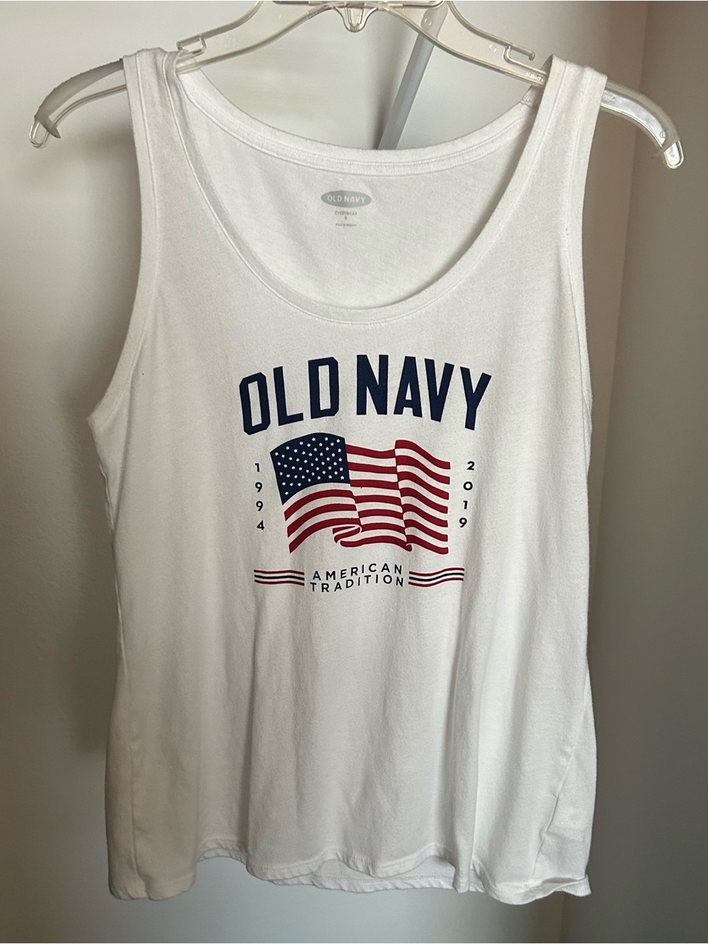 Old Navy White Patriotic Flag Graphic Tank
